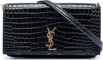 Saint Laurent Pre-owned Saint Laurent Croc Embossed Leather Cassandre Phone Holder Ladies 648ZSXJAQ0CXZFG5