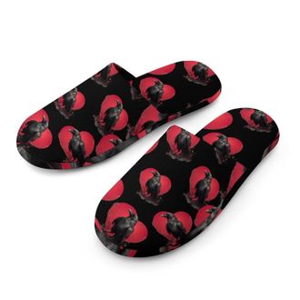 Generic Crow And Heart Mens Cozy Memory Foam Slippers Warm Cotton House Shoes Comfy Slipper for Indoor Outdoor