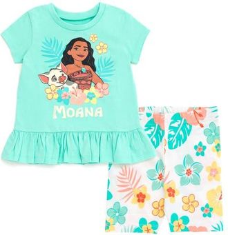 Disney T-Shirt & Bike Shorts Set in Moana Blue at Nordstrom, Size 10-12