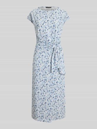 Lauren Ralph Lauren Kleid aus Baumwoll-Mix mit Knoten-Detail in Hellblau Melange, Gr&ouml;&szlig;e L