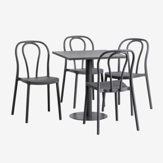 Sklum Sklum - Set De Mesa Cuadrada 70x70 Cm Y 4 Sillas De Jard&iacute;n Mizzi
