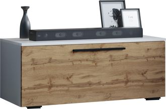 ebuy24 Muebles De Tv Vcm Lowboard Gabinete De Tv Con Puerta Plegable Ancha Dimensiones Al. 39 X An. 95 X T. 40 Cm Muebles Fernseh - Arila S (blanco / Roble D