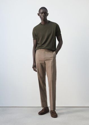 Mango Maglietta maglia sottile 100% cotone cioccolato - Uomo - XL - MANGO MAN