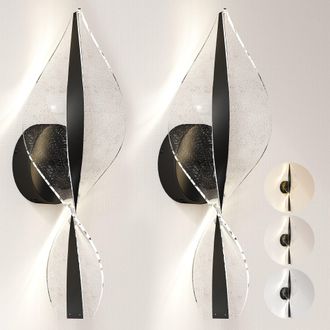 HOMCOM Led Wall Lamp 2 Pack - Modern Indoor Spiral Wall Light - Black | TJ Hughes