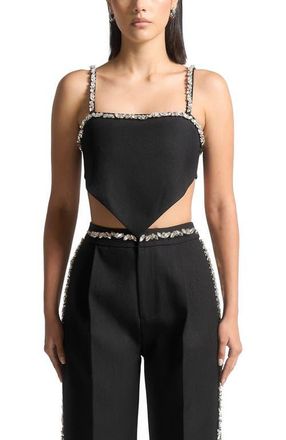 Mani&egrave;re De Voir Eloise Embellished Strap Handkerchief Top in Black at Nordstrom, Size 12