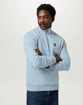 Belstaff Mens Long Sleeve Logo Detail Sweatshirt in Pale Blue Cotton - Size X-Large