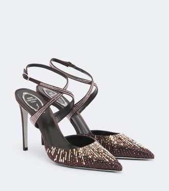 Rene Caovilla Swarovski-embellished satin pumps