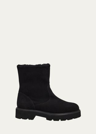 Aquatalia 40mm Eloise Shearling-Lined Suede Ankle Boots