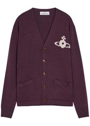 Vivienne Westwood Alex Orb-intarsia Wool Cardigan - Dark Red - XL