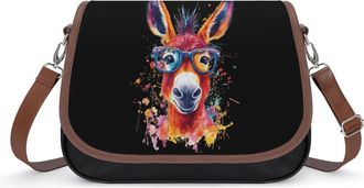 Generic Cute Donkey Crossbody Bag Womens Handbag PU Message Bags Shoulder Purse with Adjustable Strap