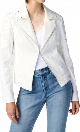 Joseph Ribkoff Studded Faux Suede Jacket In Vanilla