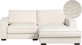 Beliani Sof&aacute; Esquinero Moderno De Boucl&eacute; Respaldo Tapizado Con Cojines Beige Claro Izquierdo Kolding