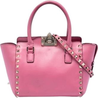 Valentino Pre-owned Studded Satchel - Dames - Vintage Handtas - Roze - ONE Size - Leer - Vintage