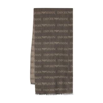 Emporio Armani Bufanda Hombre con logo all over - Accessories - Hombre - Marr&oacute;n - ONE SIZE