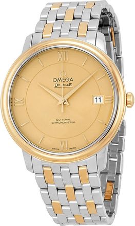 Omega DeVille Prestige Steel & 18kt Yellow Gold Champagne Dial Unisex Watch 42420372008001