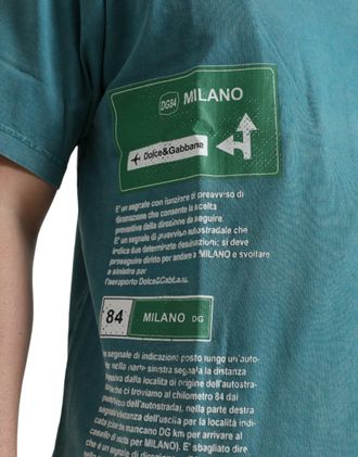 Dolce & Gabbana Blue Cotton Milano Street Round Neck Mens T-shirt