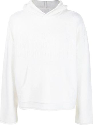 Maison Margiela Witte Gebreide Hoodie met Logo met Cijfermotief - Heren - Hoodies - Wit - XL - Wol - Hoodies & sweatvesten