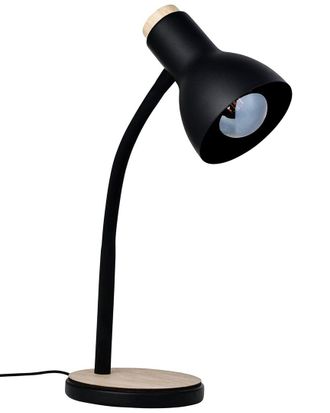 Eglo Eglo Verdal 1 Light Table Lamp Black With Wood Accents & Black Metal Shade