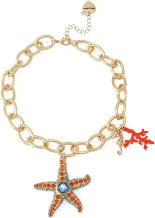 Betsey Johnson Short Starfish Pendant Necklace in Orange at Nordstrom