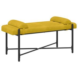vidaXL Banco Con Botones Y Cojines Amarillo 110 X 40 X 46 Cm Vidaxl
