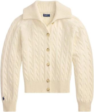 Ralph Lauren Chaleco de punto trenzado con cuello alto - Knitwear - Mujer - Beige - XS