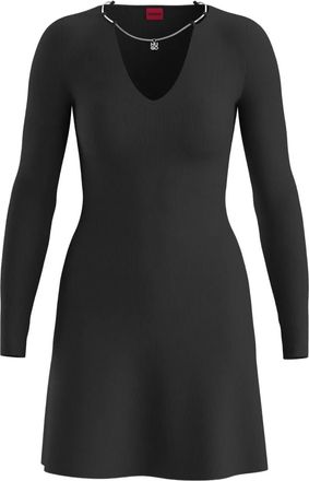 HUGO BOSS Mini-jurk met halsketting-detail - Zwart