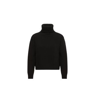 Moncler Moncler Crystal Embroidered Cashmere & Wool Blend Turtleneck Sweater, Women, Black, Size: Xs