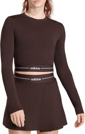 adidas Originals Long Sleeve Crop Top in Aurora Coffee at Nordstrom, Size X-Large