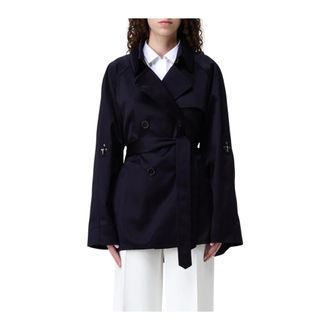 Fay Trench Coats, female, Blue, Size: XL Trench Coat Double-Breasted Notch Collar