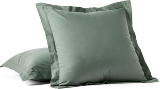 Coyuchi 300 Thread Count Organic Cotton Percale Pillow Sham in Juniper at Nordstrom, Size Standard