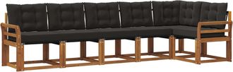 vidaXL Conjunto De Sof&aacute;s De Exterior 6 Uds. Natural Y Negro Vidaxl