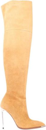 Bally Suede Over-the-Knee Stiletto Laarzen - Dames - Over de knie laarzen - Beige - 39 EU - Leer - Schoenen