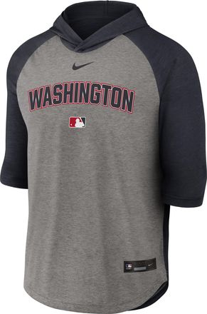 Nike Washington Nationals Authentic Collection Flux Nike Mens Dri-FIT MLB 3/4-Sleeve Hooded T-Shirt in Blue | 04HI0DPNWTL-LQZ