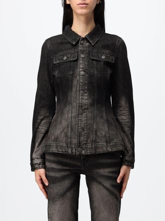 Diesel Cropped Abstract Print Shirt Jacket in Worn-Out Denim