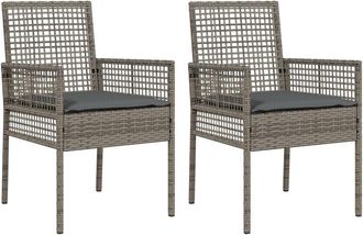 vidaXL Silla De Jard&iacute;n 2 Pcs Gris 53 X 60 X 85cm Rat&aacute;n Sint&eacute;tico Vidaxl