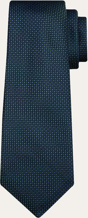 Kiton Mens Micro-Geometric Silk Sevenfold Tie
