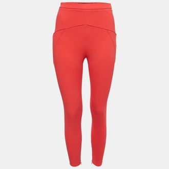 Elisabetta Franchi Coral Pink Crepe Slim Fit Pants