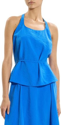 Theory Belted Silk Blend Top in Jewel Blue at Nordstrom, Size X-Large