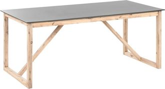 Beliani Mesa De Jard&iacute;n Con Tablero De Cemento Y Patas De Madera De Acacia 180 X 90 Cm Gris Notteri