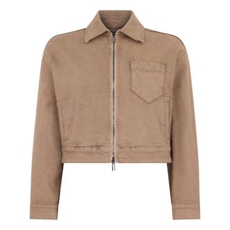 PESERICO Jassen, Dames, Bruin, S, Denim, Crop Denim Jacket