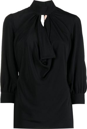 N&deg;21 ruched keyhole-neck blouse - women - Acetate/Silk - 44 - Black