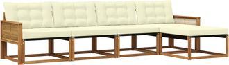 vidaXL Conjunto De Sof&aacute;s De Exterior 5 Uds. Natural Y Crema Vidaxl