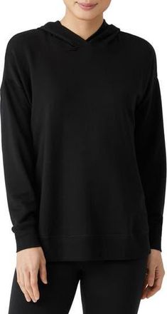 Eileen Fisher Boxy Fleece Hoodie in Black at Nordstrom Rack, Size Xx-Small