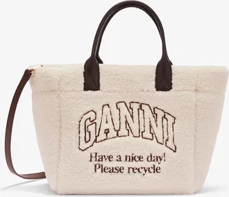Ganni White Shearling Small Tote