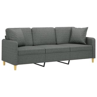 vidaXL Vidaxl - Sof&aacute; De 3 Plazas Con Cojines Tela Gris Oscuro 180 Cm