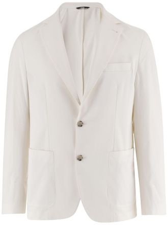 HUGO BOSS White Stretch Cotton Blazer