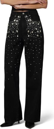 Joe's The Harlowe Stone Embellished High Waist Wide Leg Jeans in Constellation at Nordstrom, Size 26
