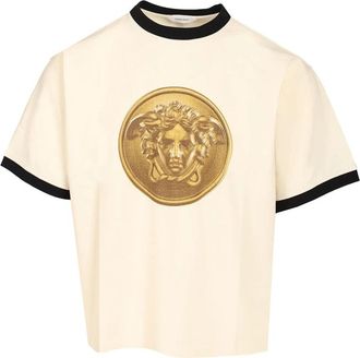 Versace T-shirt met ronde hals - Heren - T-shirts - Wit - XL - Katoen - Tops