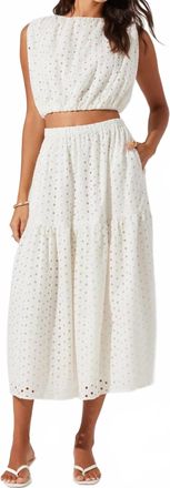 Astr Womens Nalley Eyelet Midi Skirt In White