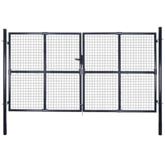 vidaXL Vidaxl - Puerta De Jard&iacute;n De Malla De Acero Galvanizado, 306 X 150 Cm, Gris